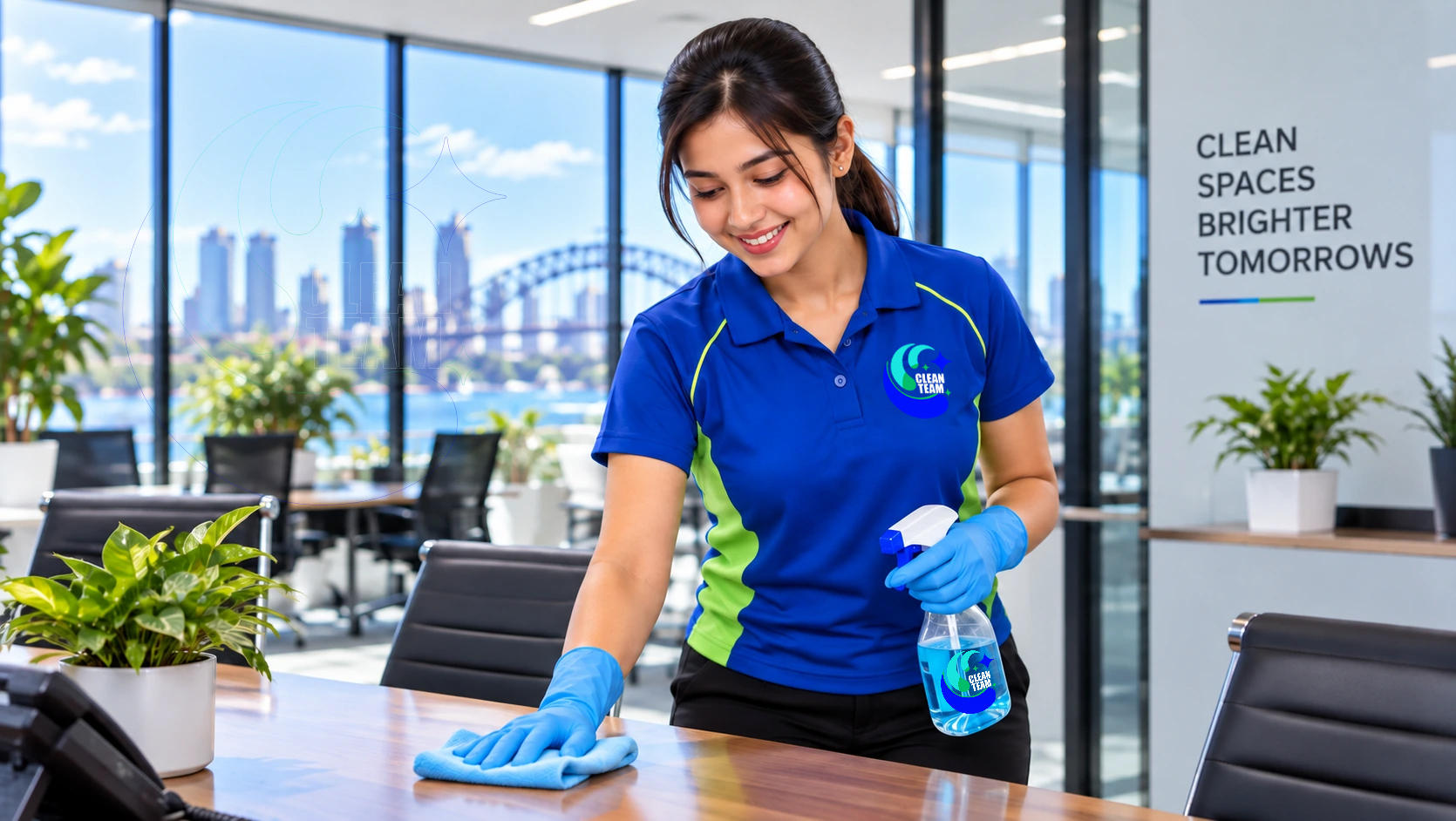 Clean Team professional cleaning a modern Sydney office